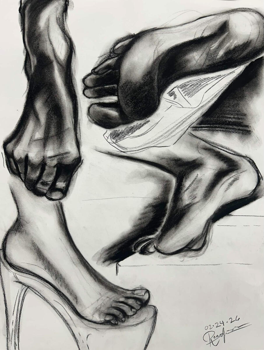 athletic foot study ; charcoal