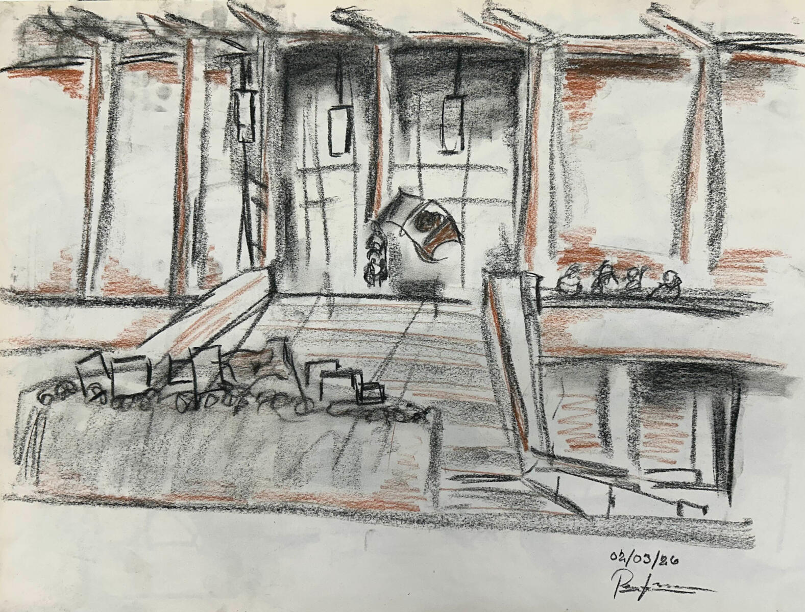 protest study ; charcoal