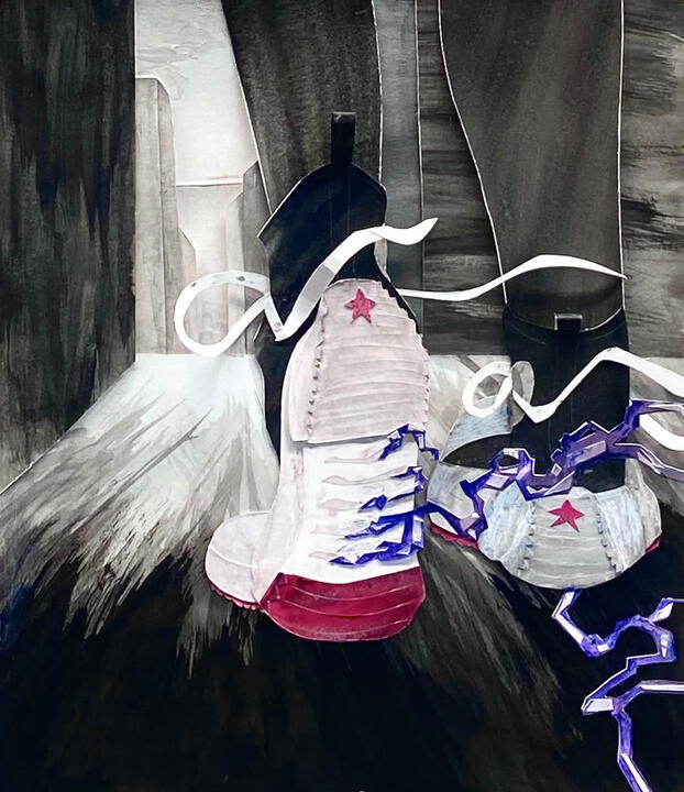 MAZE - paper cutouts w/ gouache &amp; ink, 2023