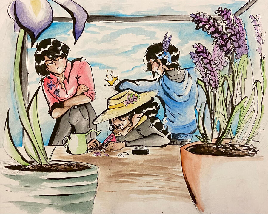 greenhousing - gouache &amp; ink, 2024